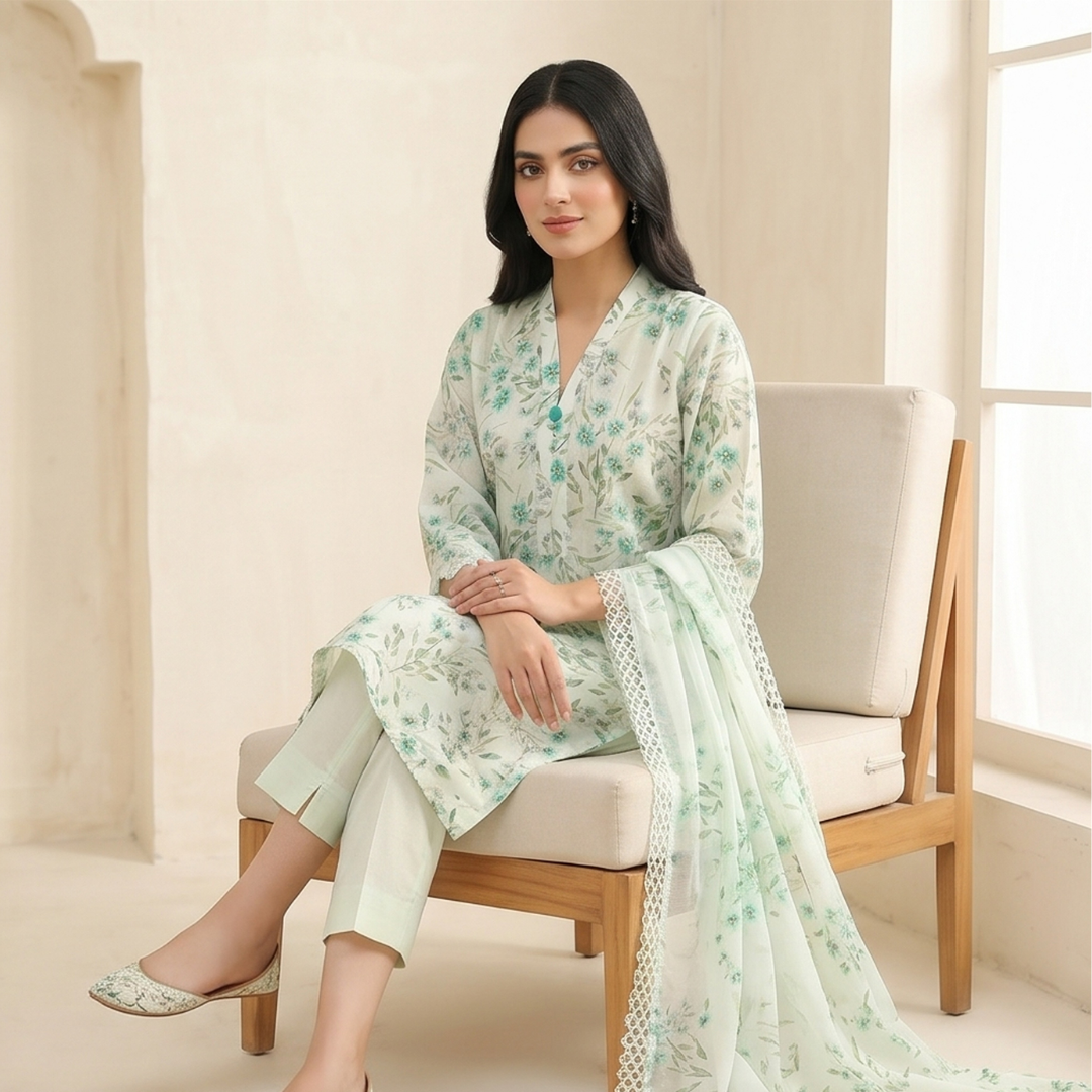 Hira – Premium 3-Piece Unstitched Printed Lawn by Dhagajee Studio
