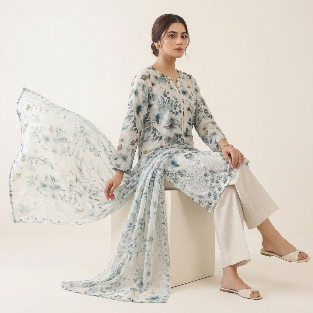 Hira – Premium 3-Piece Unstitched Printed Lawn by Dhagajee Studio