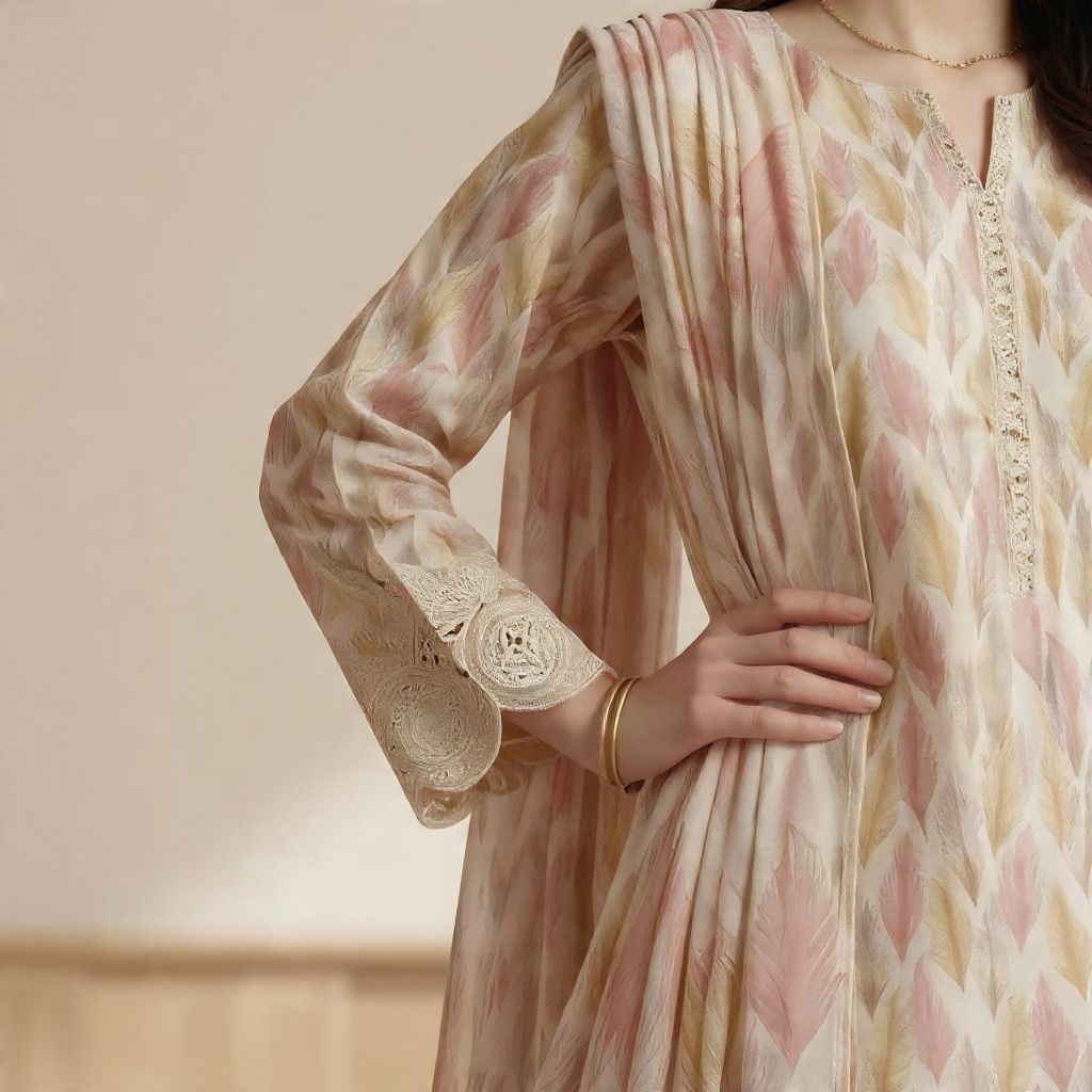 Muqaddas – Premium 3-Piece Stitched Chikankari Lawn Suit by Dhagajee Studio