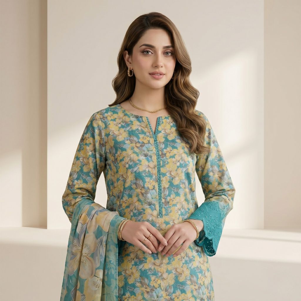 Muqaddas – Premium 3-Piece Stitched Chikankari Lawn Suit by Dhagajee Studio