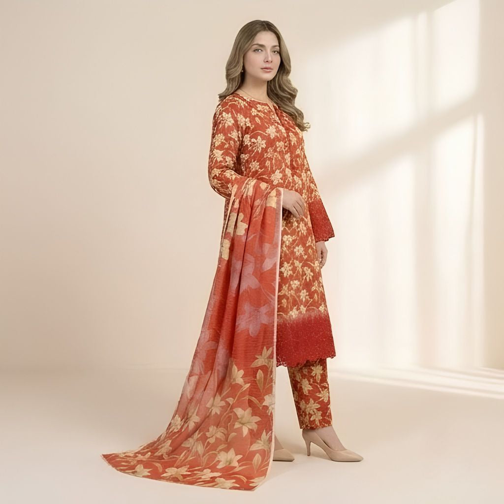 Muqaddas – Premium 3-Piece Stitched Chikankari Lawn Suit by Dhagajee Studio