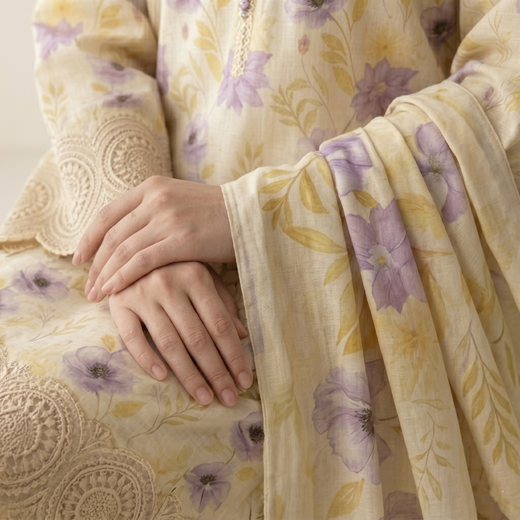 Muqaddas – Premium 3-Piece Stitched Chikankari Lawn Suit by Dhagajee Studio