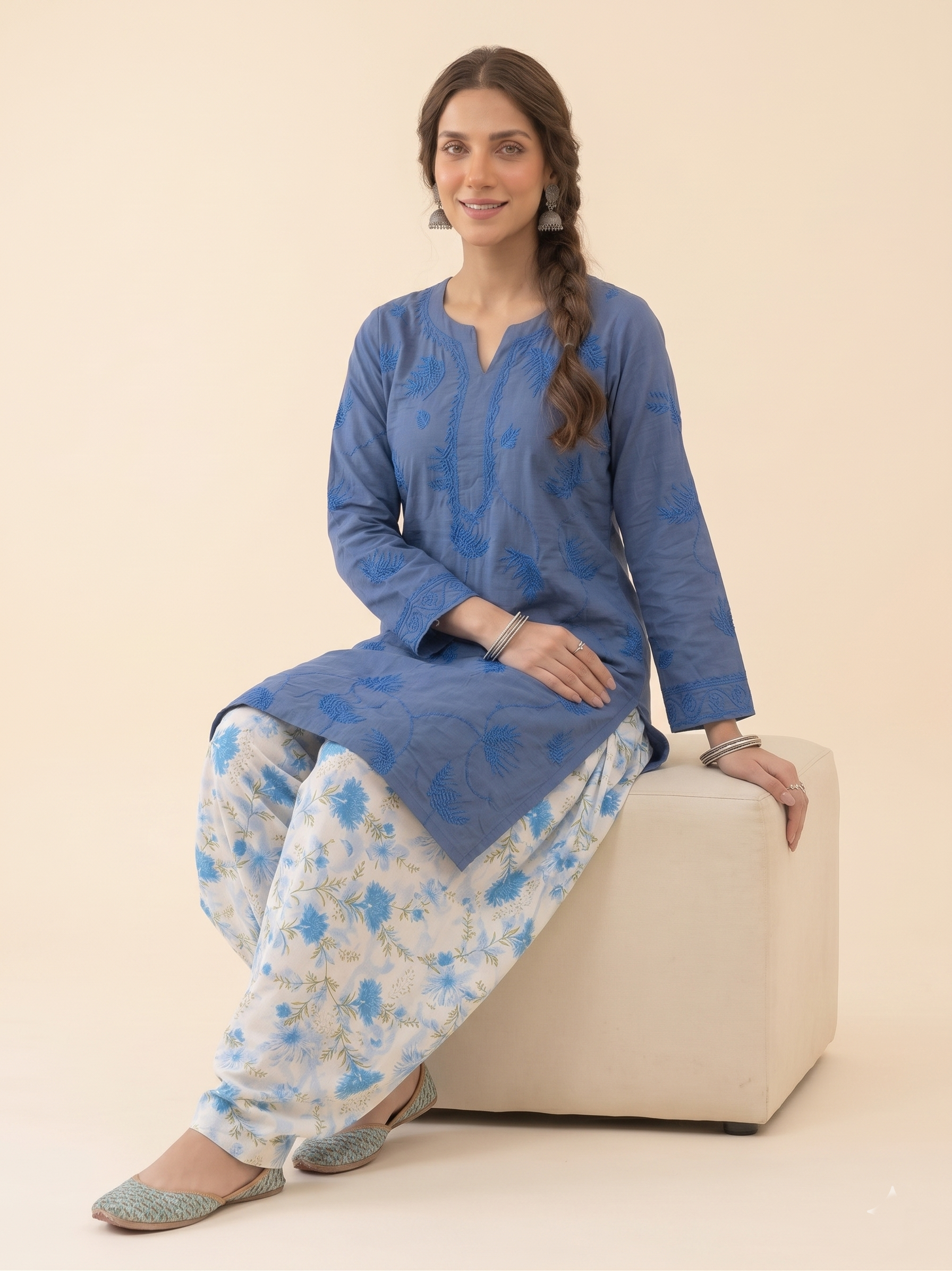 Aayat – Premium 2-Piece Stitched Chikankari & Printed Lawn Suit