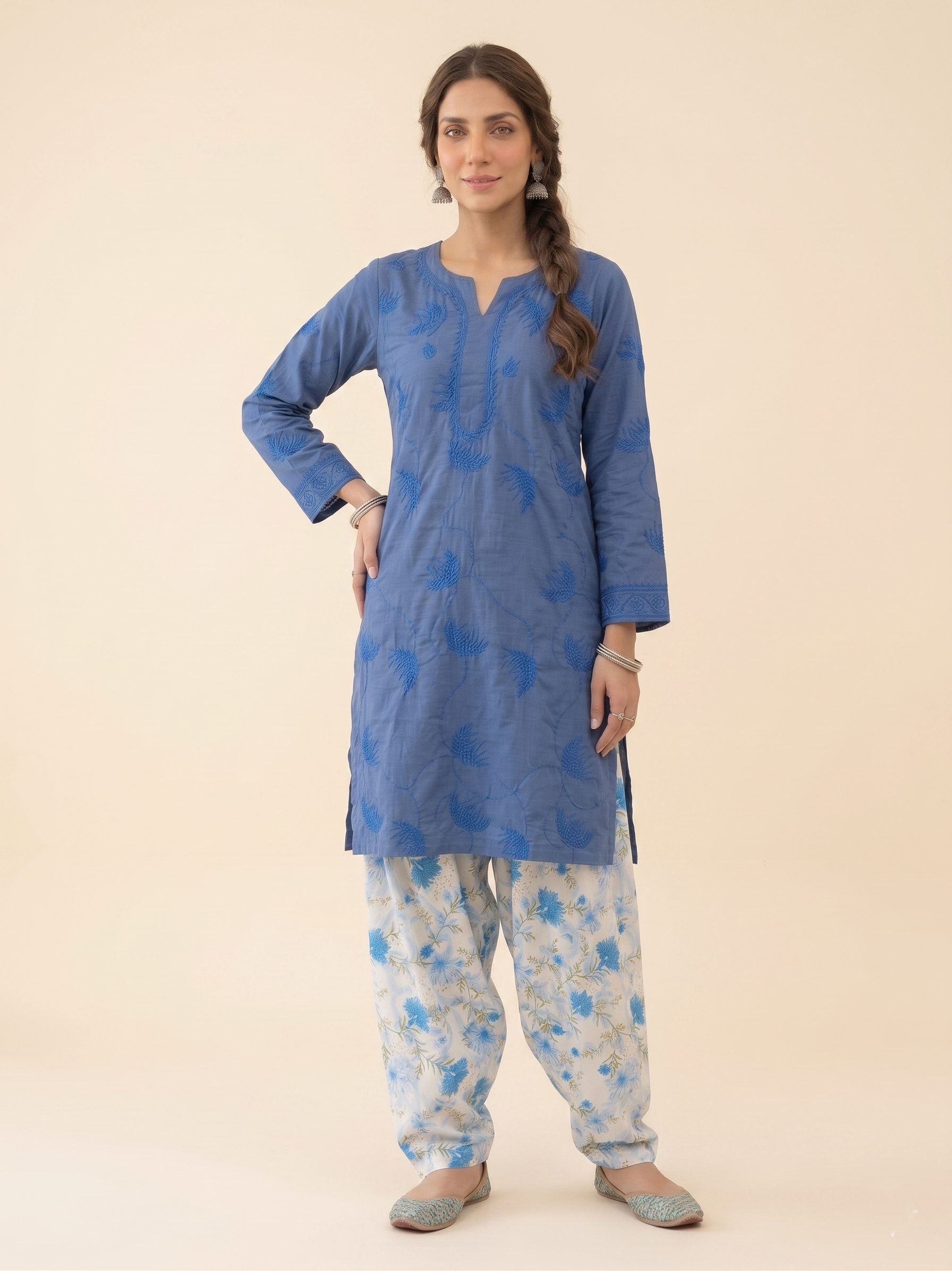 Aayat – Premium 2-Piece Stitched Chikankari & Printed Lawn Suit