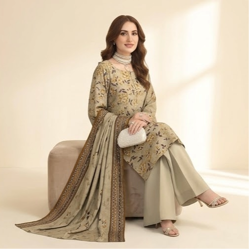 Zarish – Premium 3-Piece Unstitched Printed Lawn by Dhagajee Studio