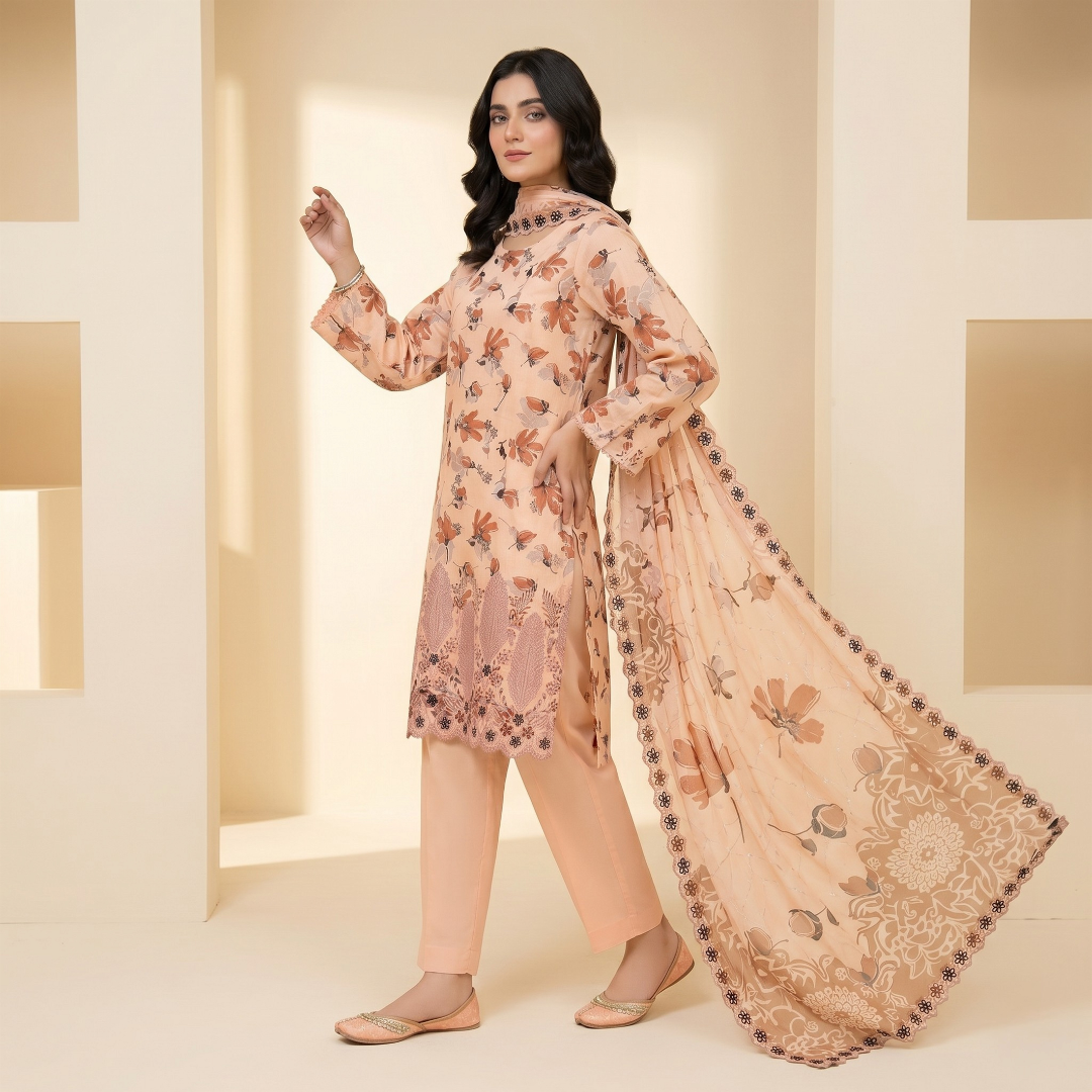 Hira – Premium 3-Piece Unstitched Printed Lawn by Dhagajee Studio