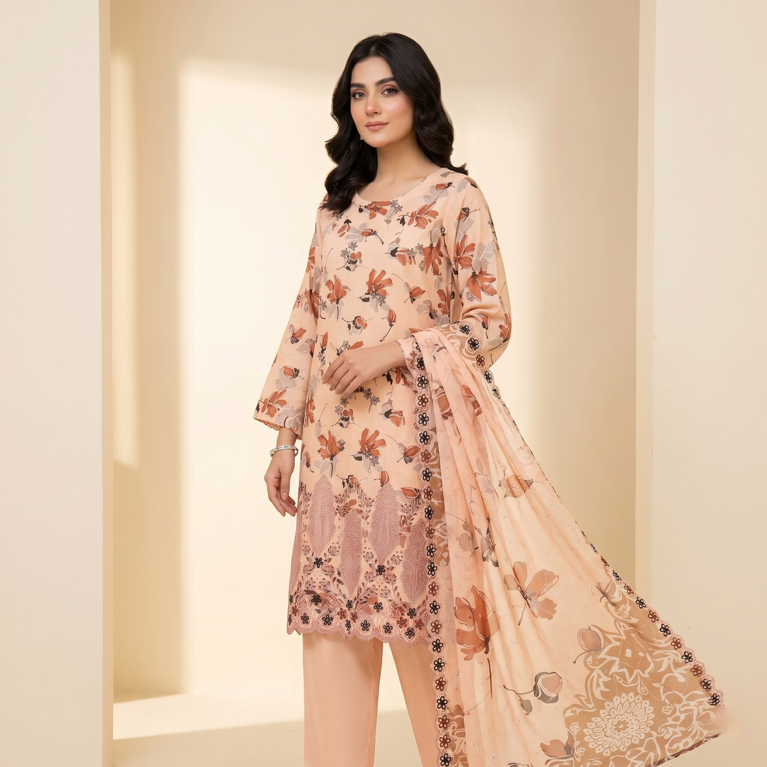 Hira – Premium 3-Piece Unstitched Printed Lawn by Dhagajee Studio