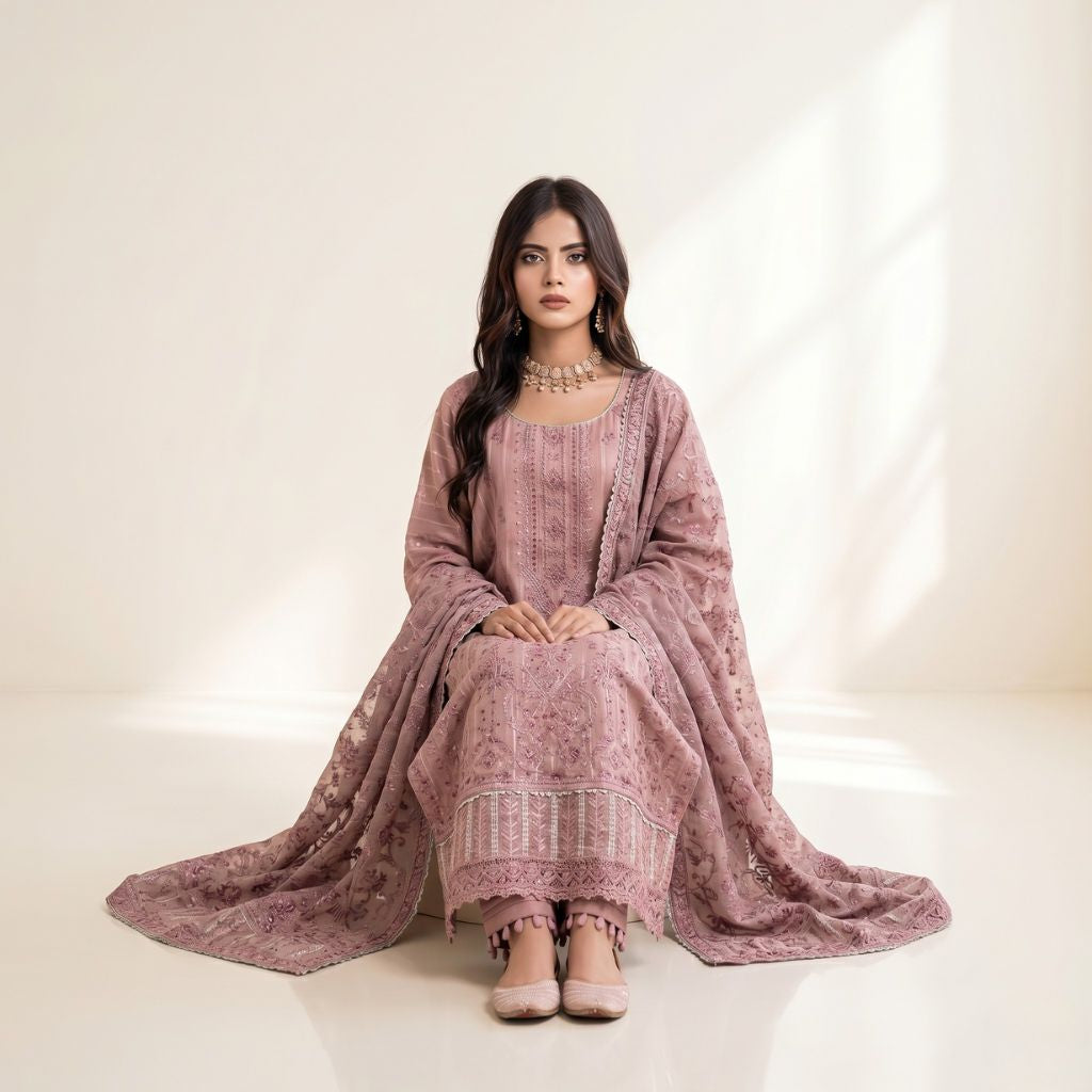 Nayab – Premium 3-Piece Unstitched Embroidered Lawn by Dhagajee Studio