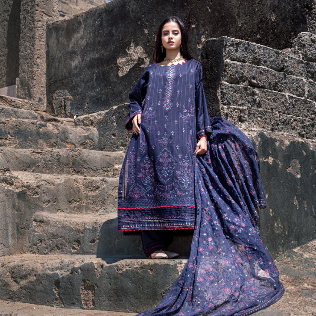 Nayab – Premium 3-Piece Unstitched Embroidered Lawn by Dhagajee Studio