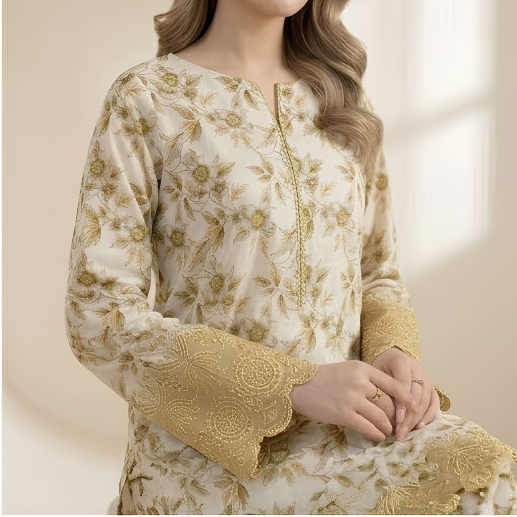 Muqaddas – Premium 3-Piece Stitched Chikankari Lawn Suit by Dhagajee Studio