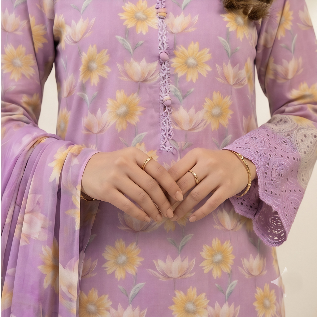 Muqaddas – Premium 3-Piece Stitched Chikankari Lawn Suit by Dhagajee Studio