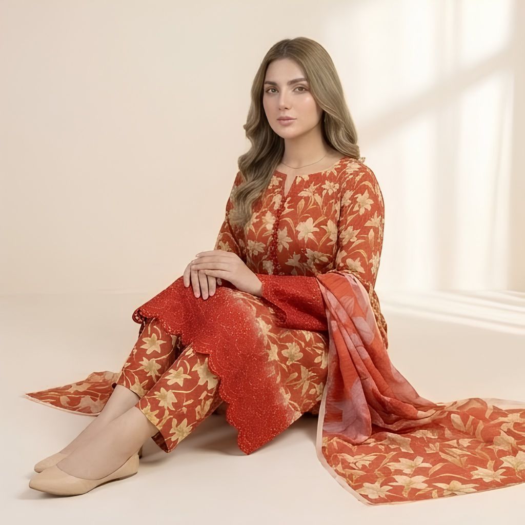 Muqaddas – Premium 3-Piece Stitched Chikankari Lawn Suit by Dhagajee Studio