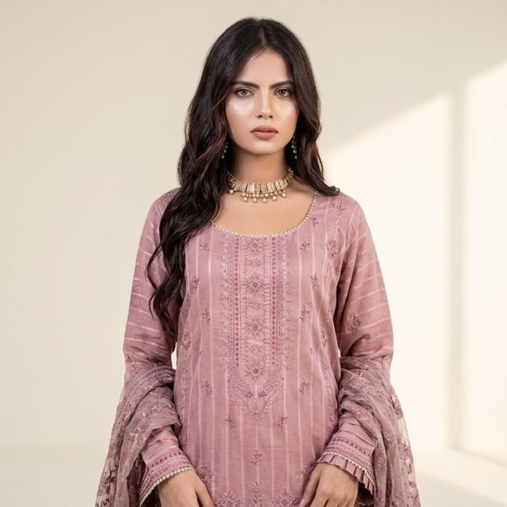 Nayab – Premium 3-Piece Unstitched Embroidered Lawn by Dhagajee Studio