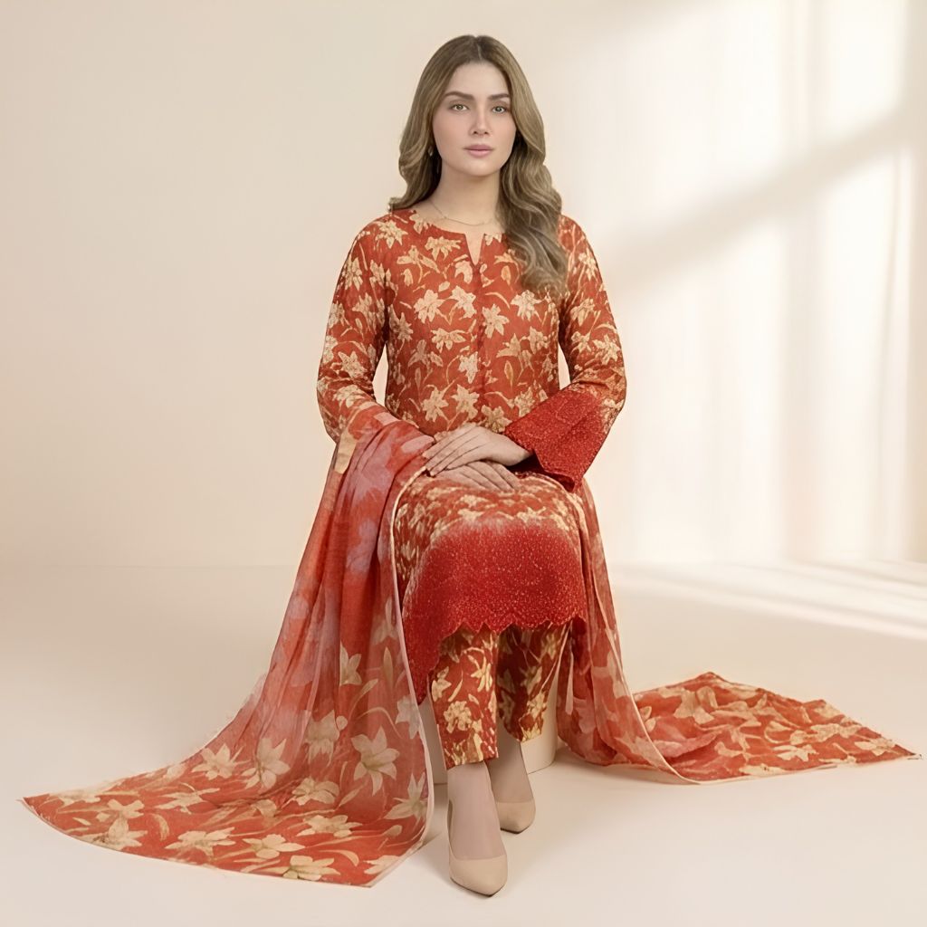 Muqaddas – Premium 3-Piece Stitched Chikankari Lawn Suit by Dhagajee Studio