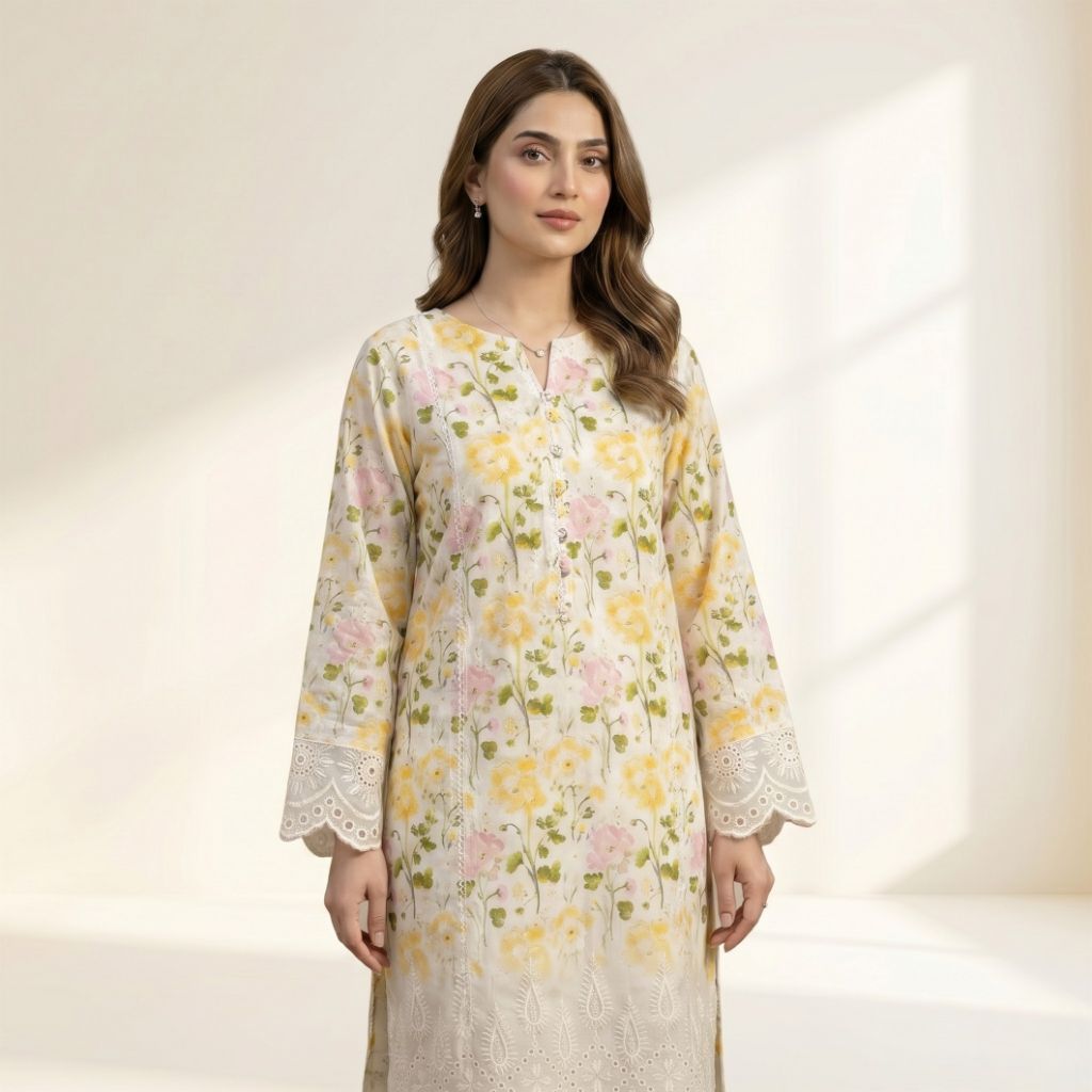 Muqaddas – Premium 3-Piece Stitched Chikankari Lawn Suit by Dhagajee Studio