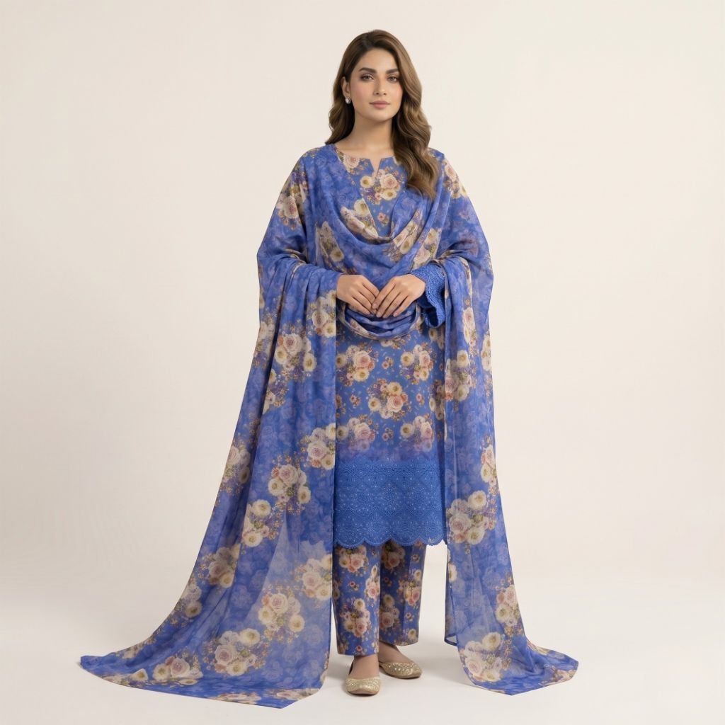 Muqaddas – Premium 3-Piece Stitched Chikankari Lawn Suit by Dhagajee Studio