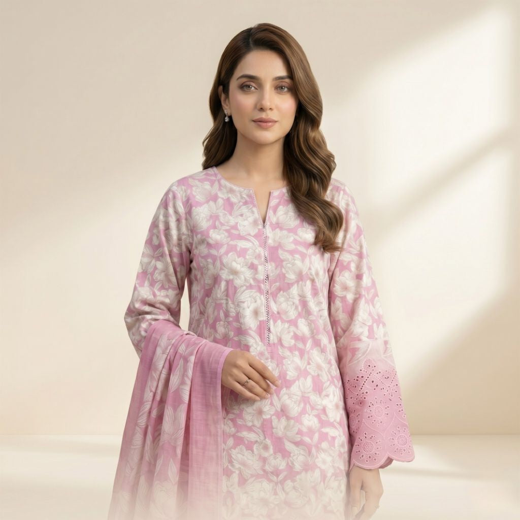 Muqaddas – Premium 3-Piece Stitched Chikankari Lawn Suit by Dhagajee Studio