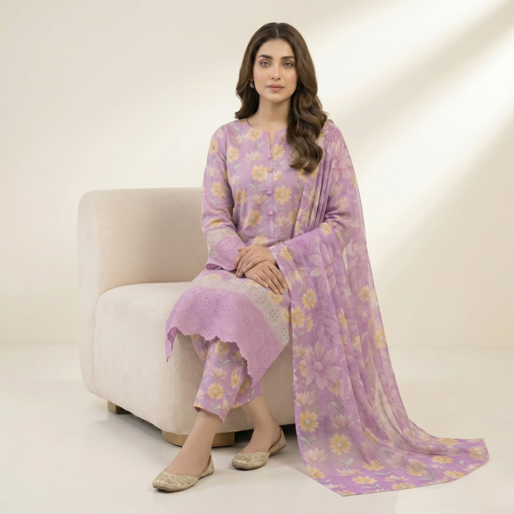 Muqaddas – Premium 3-Piece Stitched Chikankari Lawn Suit by Dhagajee Studio