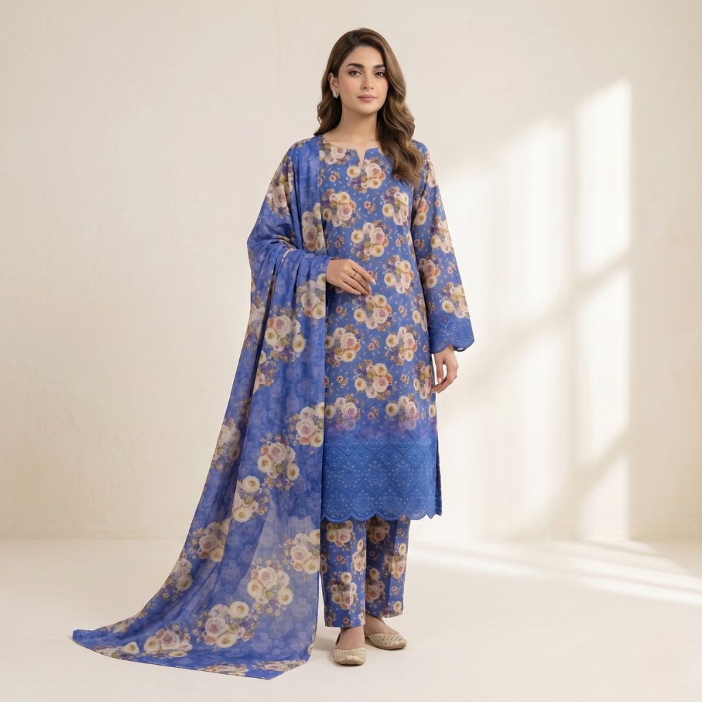 Muqaddas – Premium 3-Piece Stitched Chikankari Lawn Suit by Dhagajee Studio