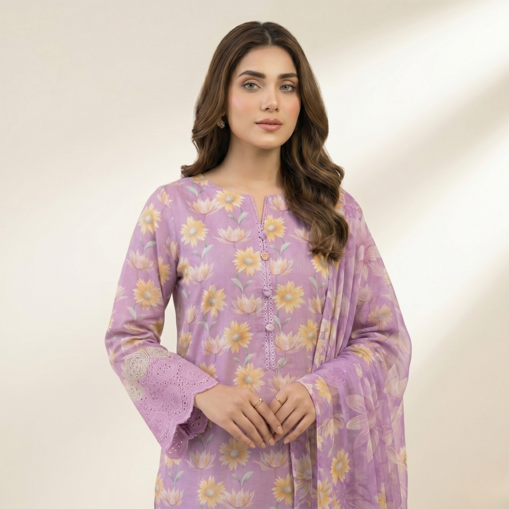 Muqaddas – Premium 3-Piece Stitched Chikankari Lawn Suit by Dhagajee Studio