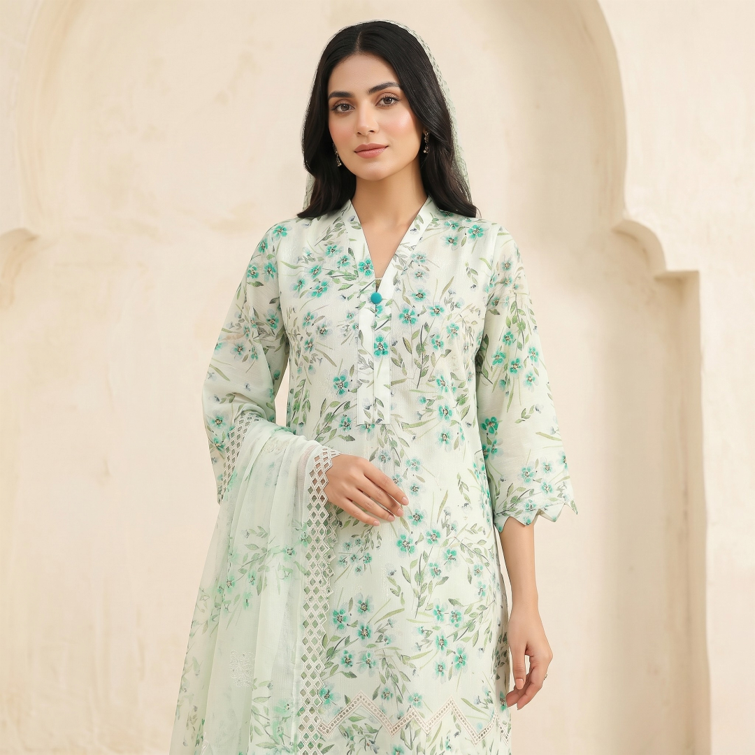 Hira – Premium 3-Piece Unstitched Printed Lawn by Dhagajee Studio
